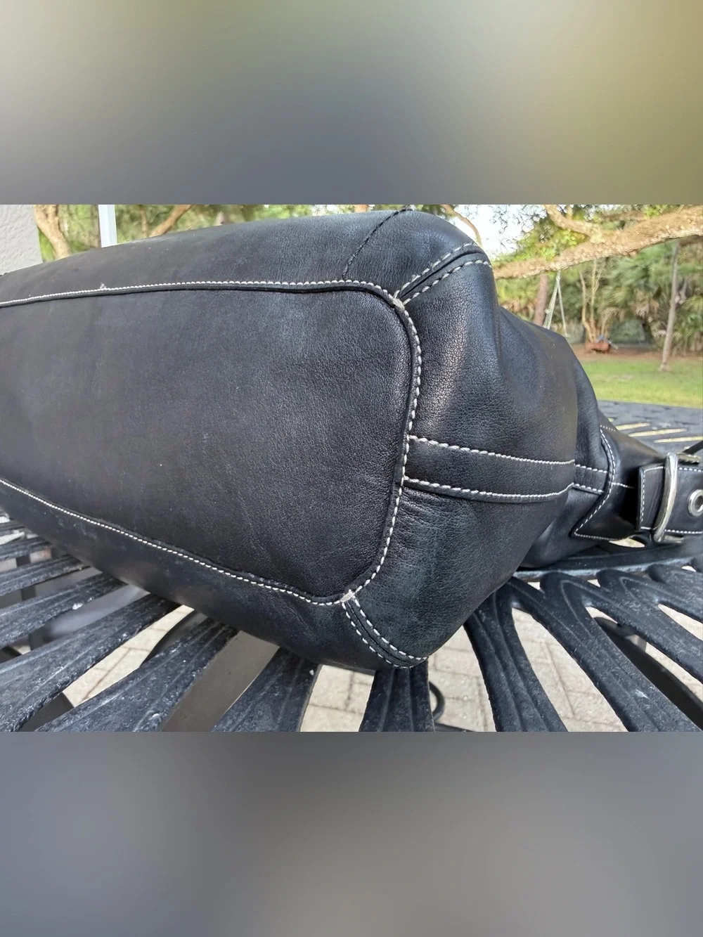 Vintage Coach Black Leather Legacy East West Duffle Hobo Bag 1416